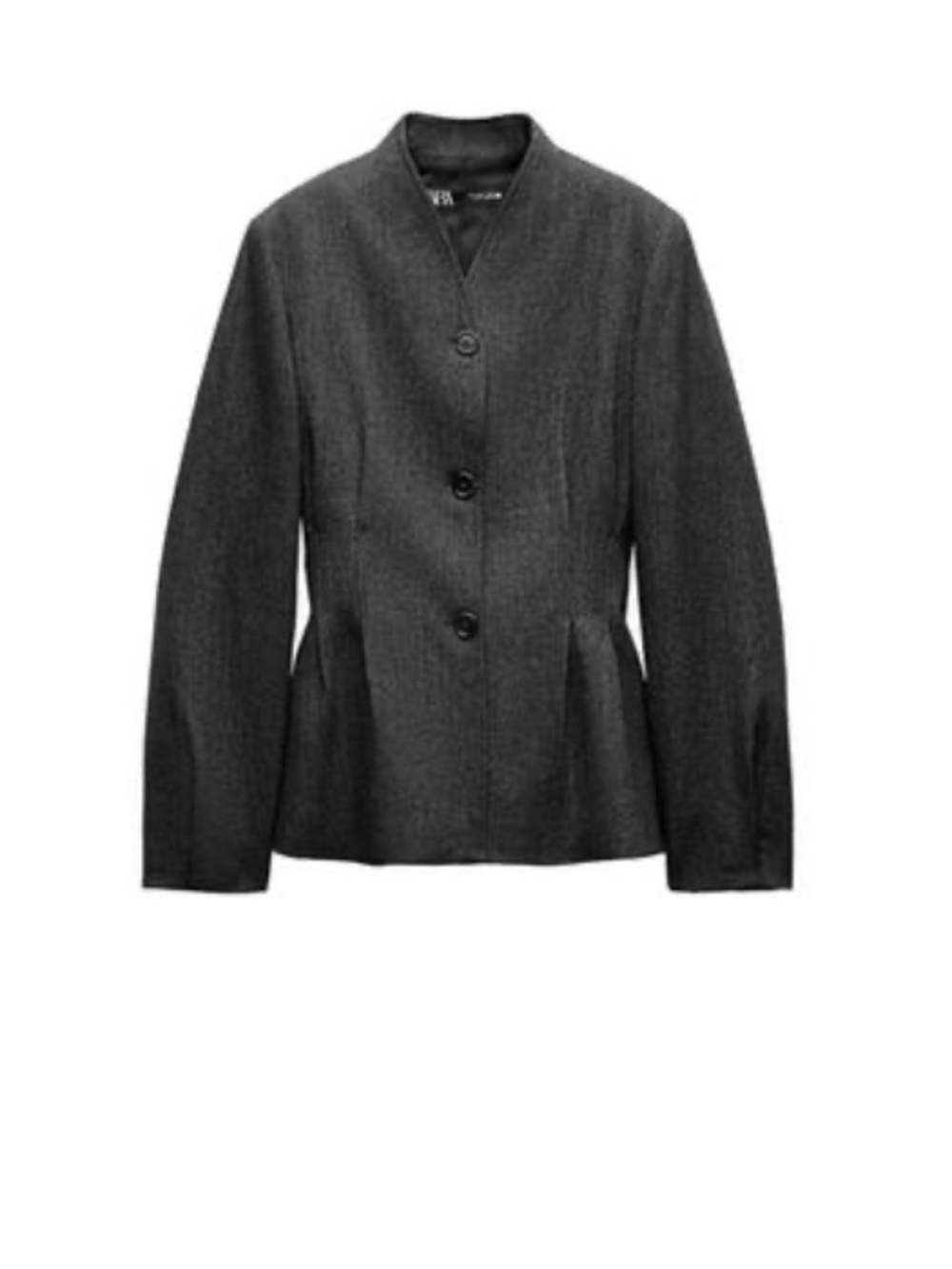 Zara Dark Gray Collarless Button Jacket